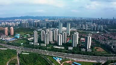 4k航拍重庆北部新区车流城市建设视频的预览图